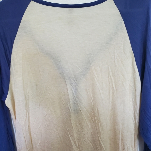 Glitz Cream Fabric with Blue Print. Sports Jersey Look - Picture 5 of 6